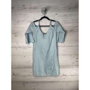 J.Crew Mercantile Dress Womens XS Light Blue Cold Shoulder Flutter Sleeve J6506